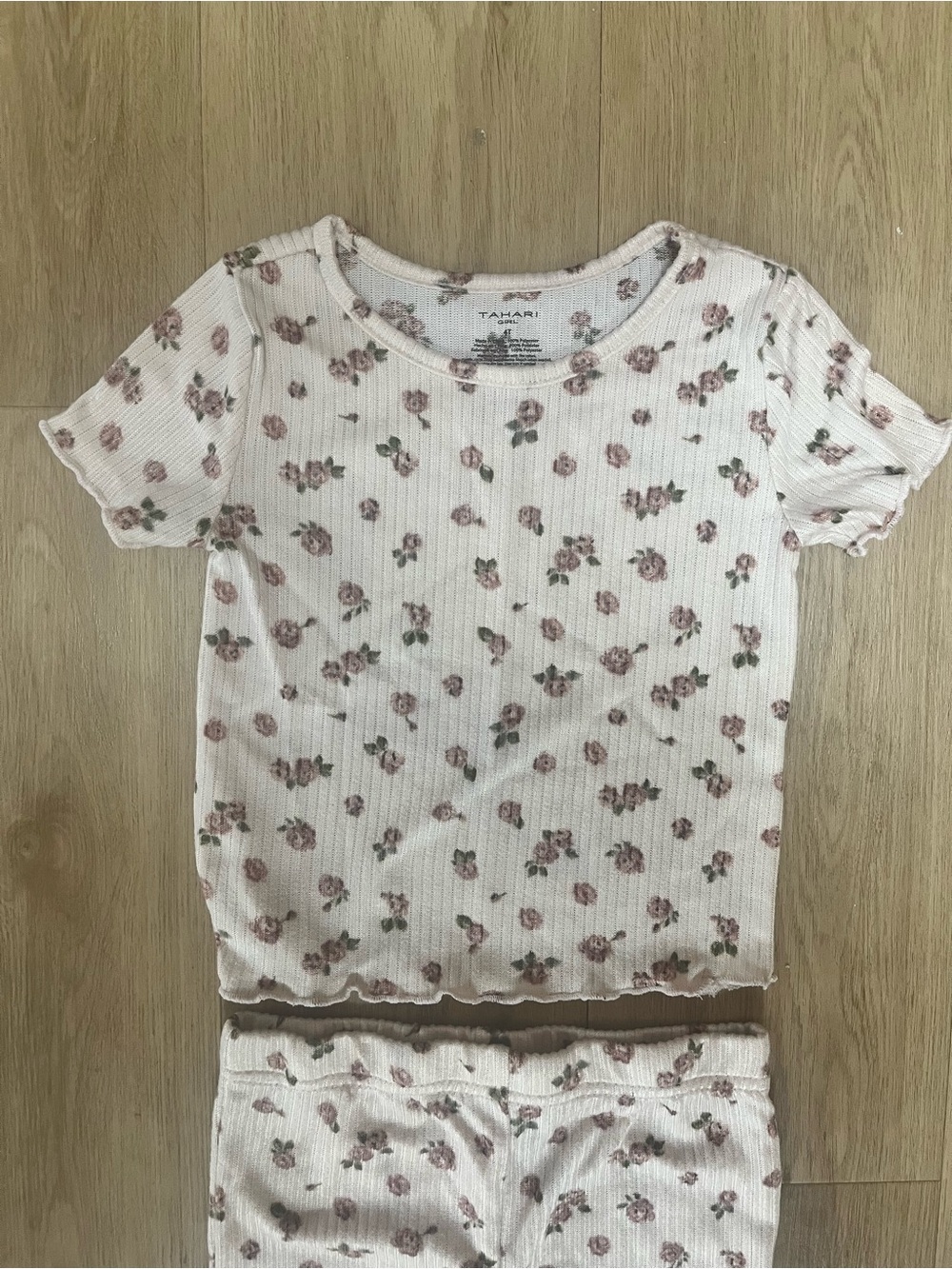 Kids White Floral Ribbed Set - Picture 3 of 6